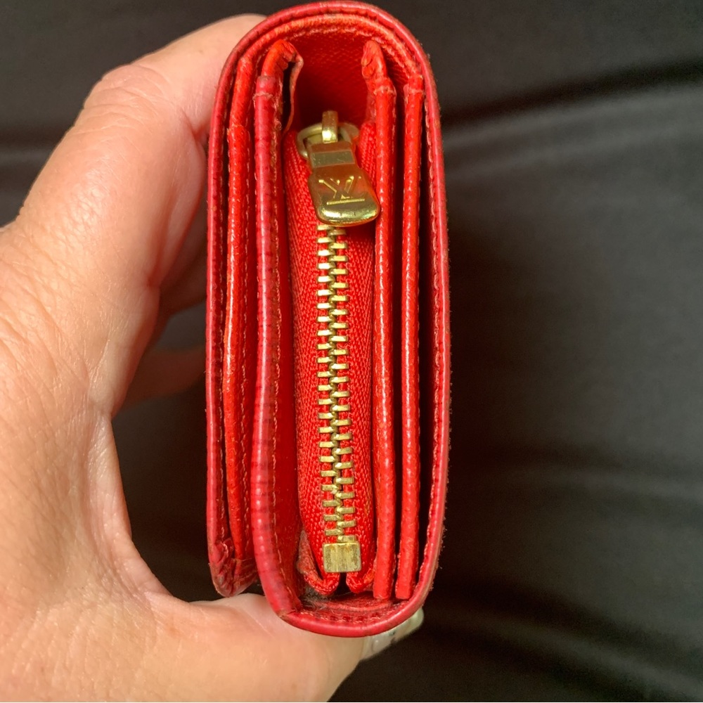 Preloved Rare Louis Vuitton Red Epi Porte Monnaie Billets Tresor Bifold Wallet - Picture 4 of 12